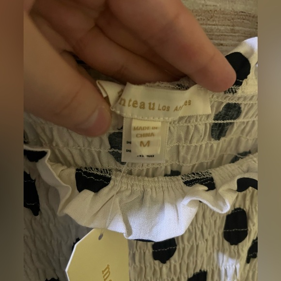 🤎3/$10 NWT Monteau Black and White Polka Dot Dress Size Medium - Picture 7 of 8